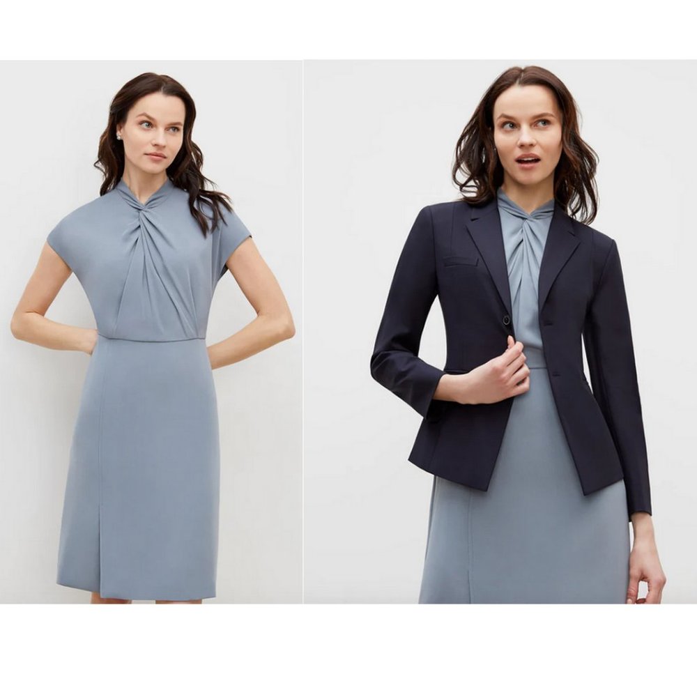 MM LaFleur Crepe Adelaide Dress in Surf Blue Color - Size 8